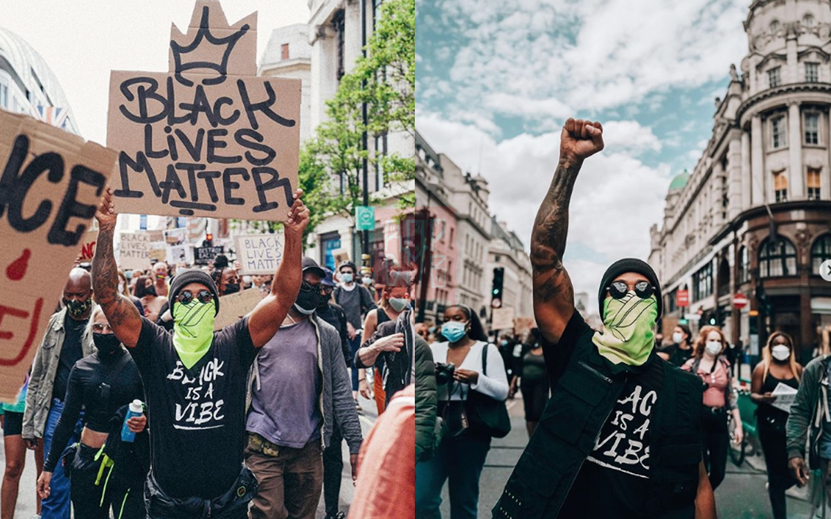 'Lewis Hamilton' esteve presente em protesto antirracista em Londres