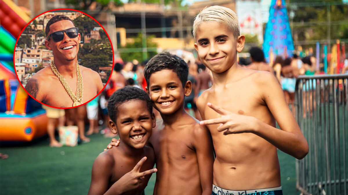 MC Poze realiza evento para crianças no Campo da Fazendinha no CPX