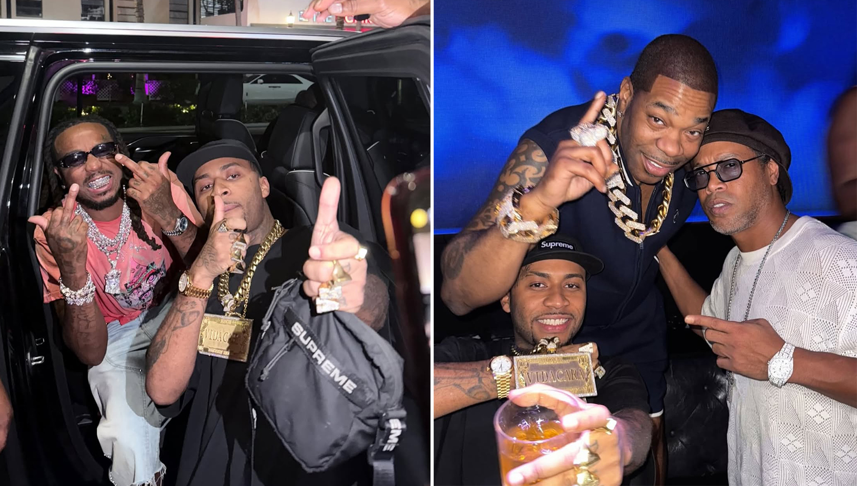Orochi tromba Busta Rhymes e Quavo, com Ronaldinho Gaúcho