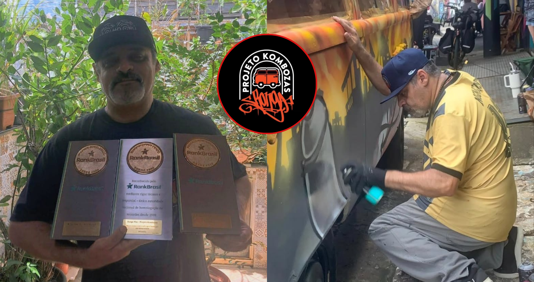 Bonga Mac se torna hexa recordista do RankBrasil com o Projeto Kombozas, que une graffiti, arte urbana e ação social em São Paulo.